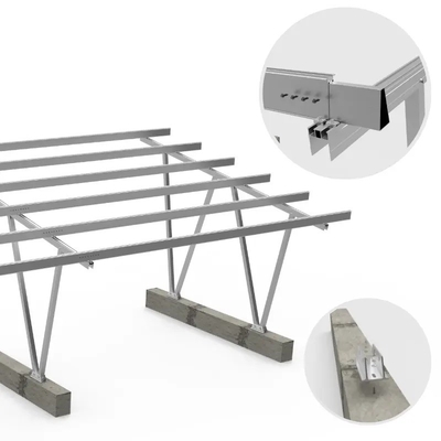 Angolo di inclinazione regolabile 0-60 gradi Carport solare anodizzato per pannelli fotovoltaici