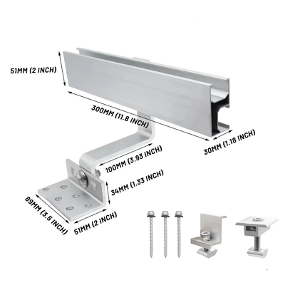 Metallo tetto pannello solare montaggio bracket naturale alluminio tetto gancio per il vento carico 60m/s
