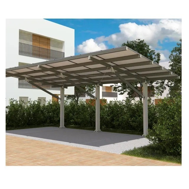Anodizzato Alto Pre-assemblato 5kw Aluminio Carport Rack Parcheggio solare Garage per casa